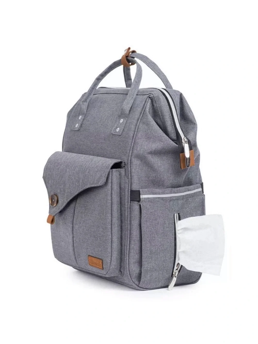 Alameda Gray Diaper Backpack Baby Bag Waterproof Travel Tote EUC